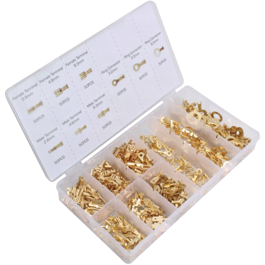 elektro Kabel Steckverbinder Messing Sortiment 450 Kfz Kabelschuhe Flachstecker