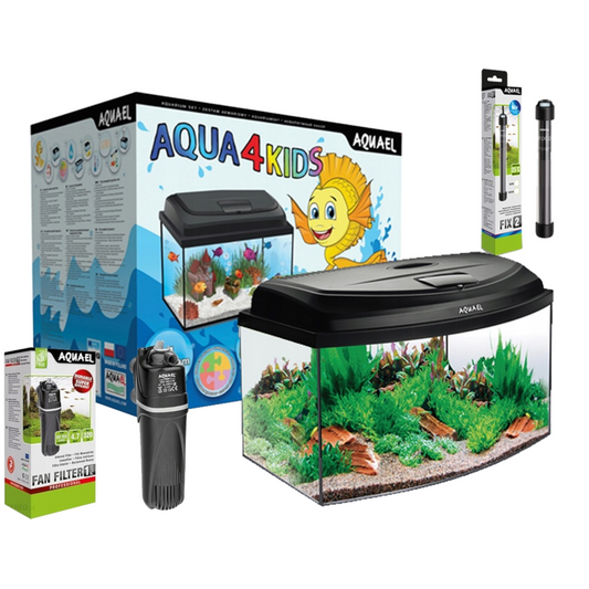 Kinder Aquarien Set 20L LED Panorama Becken Komplett Aquarium Oval 40x25x25 Nano