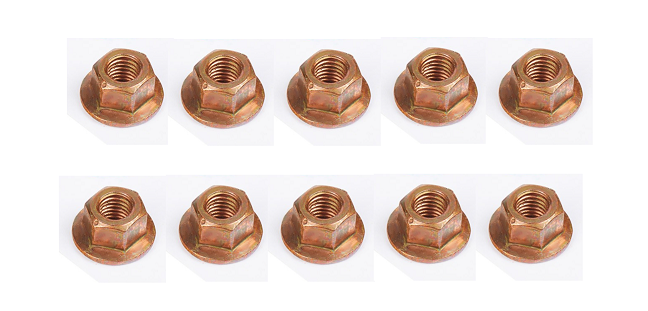 10 Kupfermuttern M7 x 1,0 Krümmer Bund SW 11 Cu-Mutter Auspuff Selbstsichernd