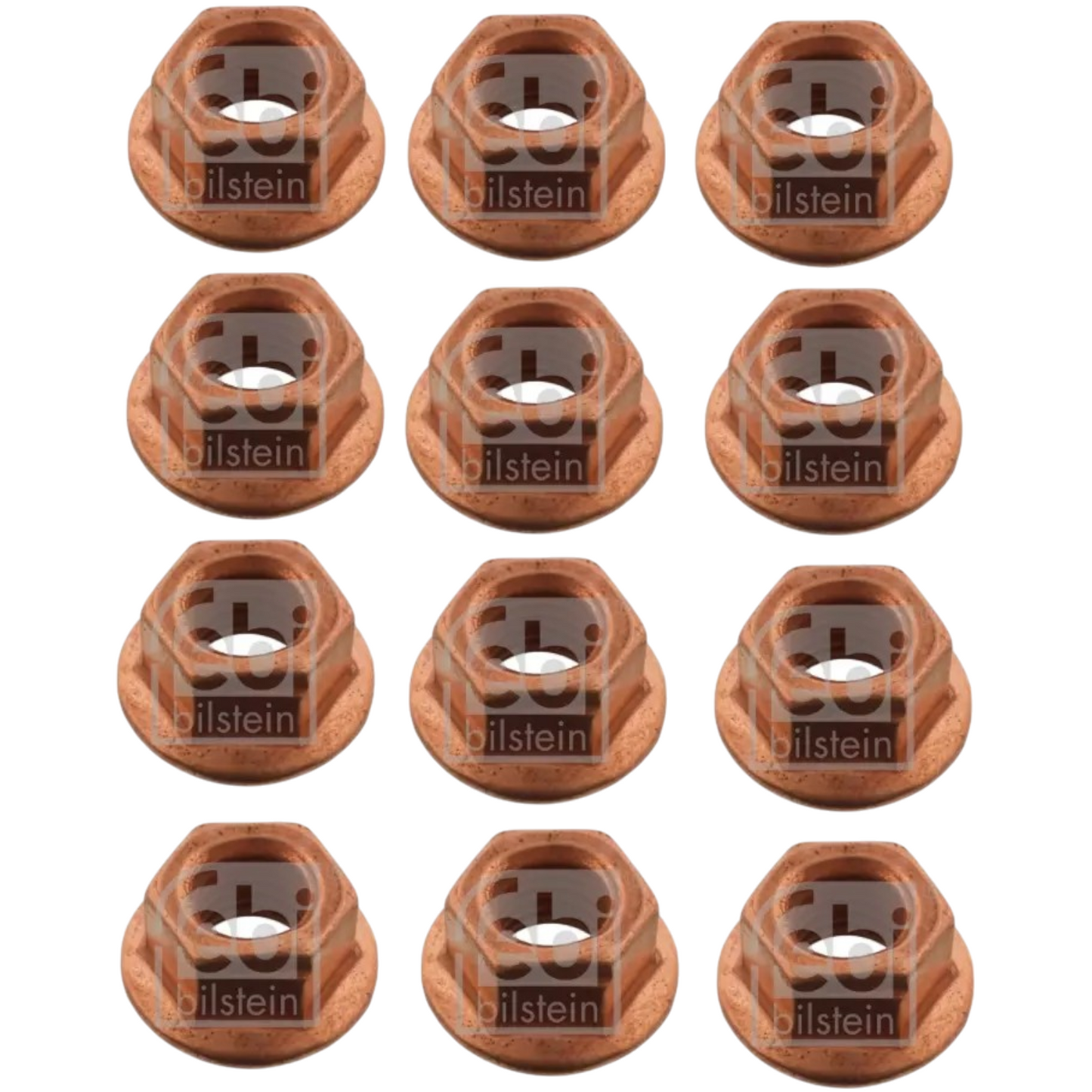 12 Febi Kupfermutter Krümmer Bund M8 x 1,25 Cu-Muttern Auspuff Selbstsichernd 12