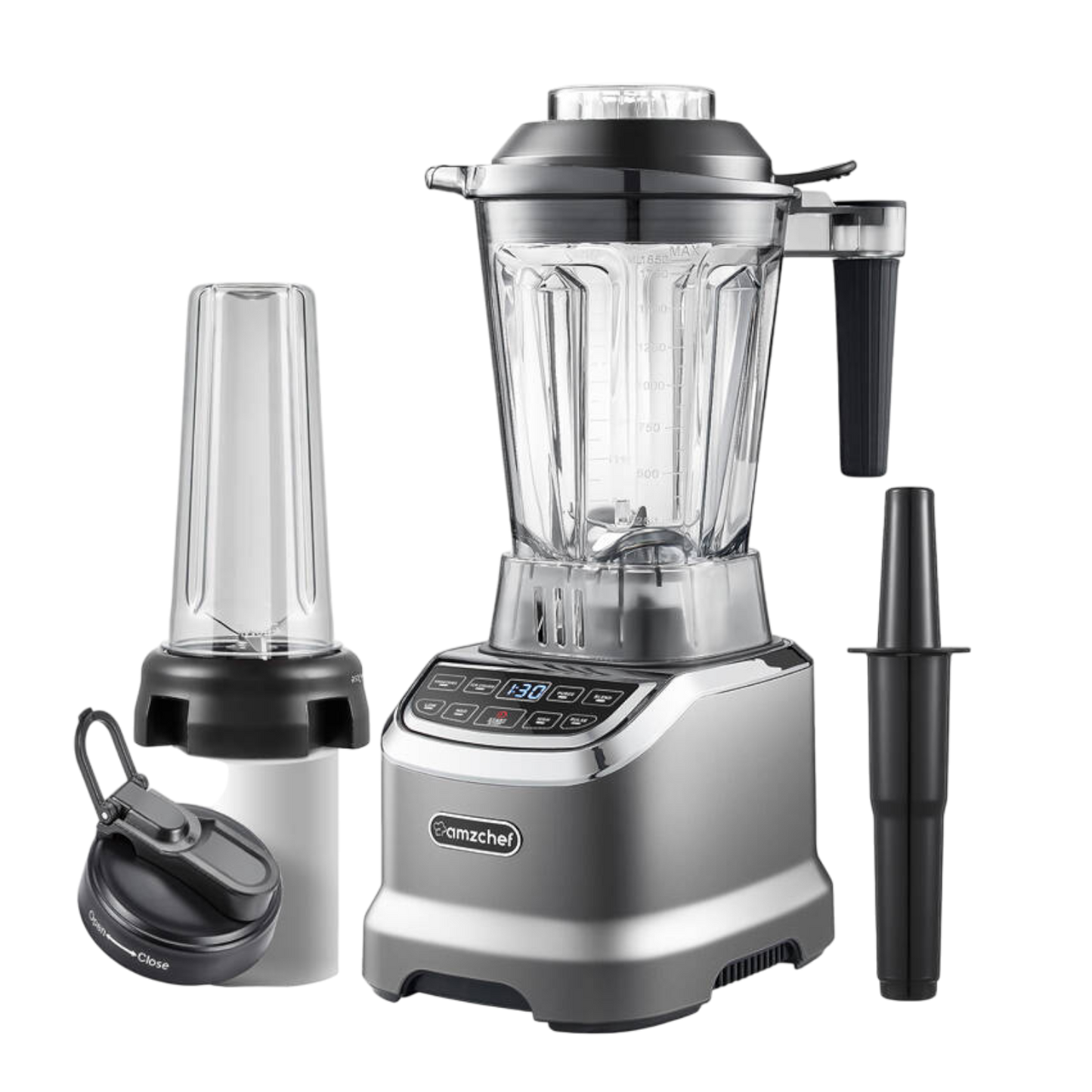 Standmixer 1800W Mixer 1.85L Bechermixer To Go Becher Smoothie Maker Grau