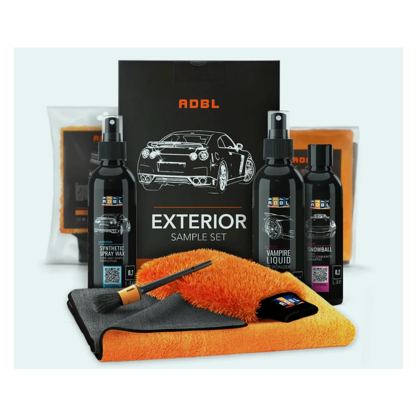 ADBL Exterior Set Autopflegeset Außenpflege Shampoo Waschhandschuh Versieglung