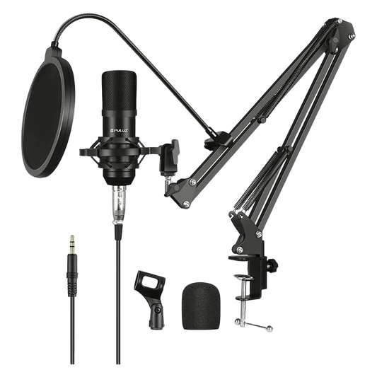 Tischmikrofon Kondensatormikrofon Set Standfuß Schwenkarm Schwarz Studio PC