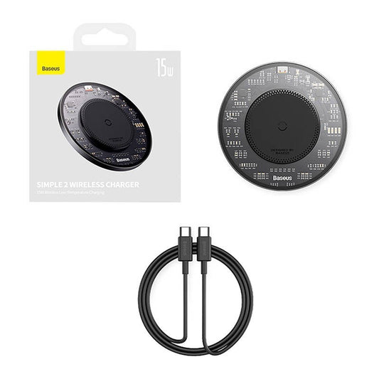 baseus Induktion Ladegerät Qi Kabellos Wireless Charger 15W Schwarz USB-C