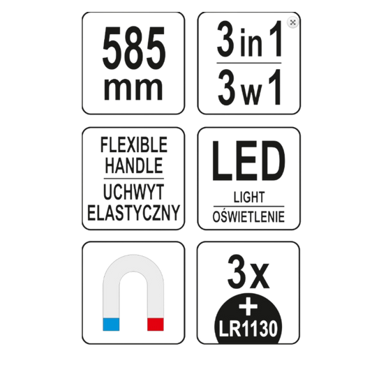 Greifer flexibel Kralle Hebeset mechanisch 585mm Magnet LED Lampe 4,5V 3in1