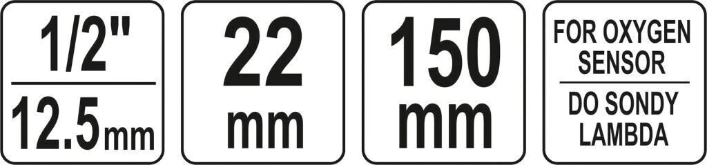 Steckschlüssel geschlitzt Lambdasonden Löseschlüssel 115/150 mm SW 22 1/2" Nuss