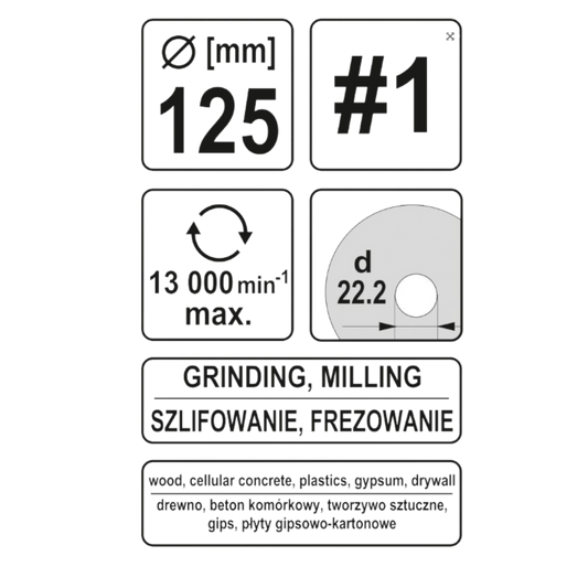 Schleifscheibe Holzraspel 125x22,2mm Raspelscheibe 13000min1 Universalraspel #1