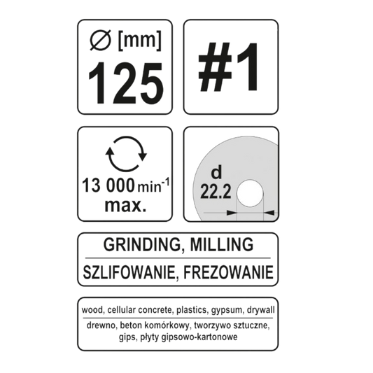 Schleifscheibe Holzraspel 125x22,2mm Raspelscheibe 13000min1 Universalraspel #1