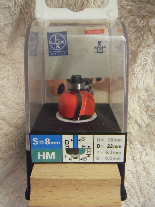 Lux 105836 Fräser Hohlkehlfräser HM mit Kugellager 22 x 13 x 8 mm r=6,3 B=9,5