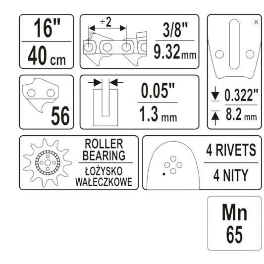 Kettensäge Führungsschiene Kettenführung 40cm 16" 3/8" 1,3mm 9 Zähne 56 Glieder