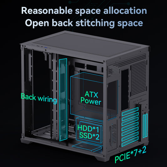 PC Gehäuse Computer Case Gaming ATX M-ATX Mini-ITX schwarz Midi Tower SNOWMAN