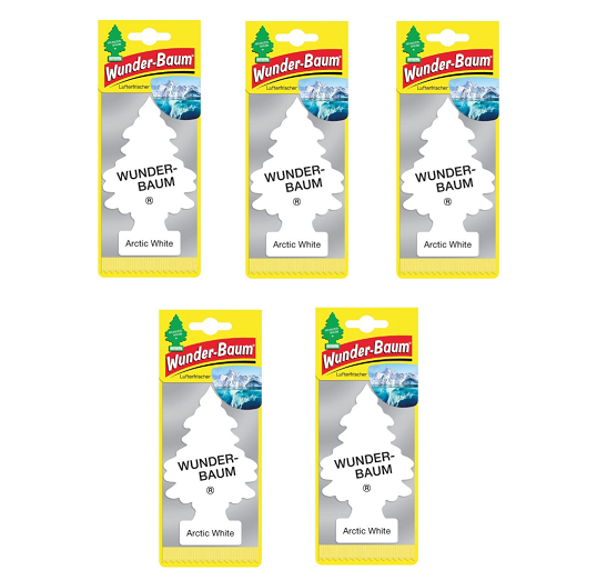 5xWunderbaum Arctic White DuftBaum Autoduft Auto Lufterfrischer Spiegel Raumduft
