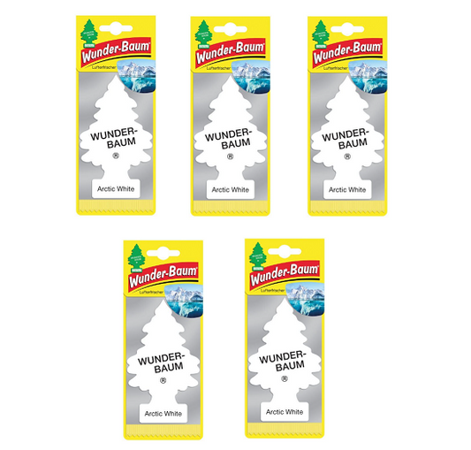 5xWunderbaum Arctic White DuftBaum Autoduft Auto Lufterfrischer Spiegel Raumduft