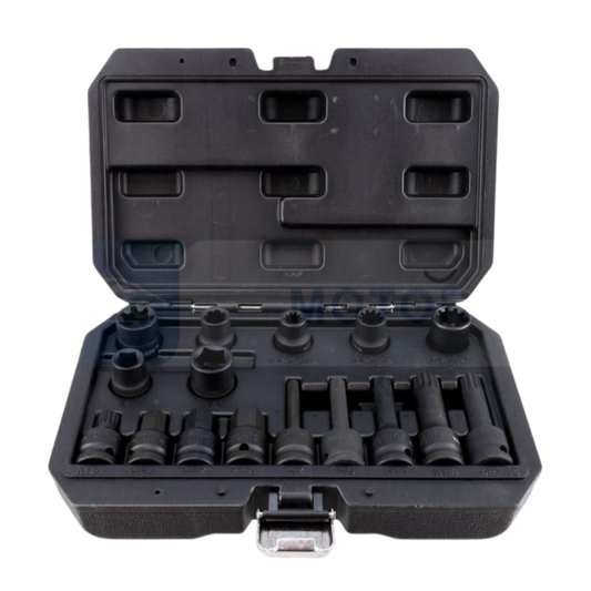 Bremssattel Einsatz Steckschlüssel Stecknuss Satz 16tlg. Einsätze 1/2" CrMo CrV