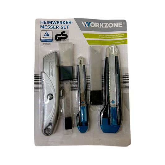 Workzone Cuttermesser Teppichmesser Basteln Werkzeug Set 3tlg inkl Ersatzkligen