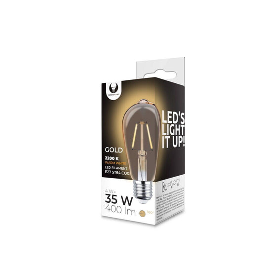 Forever Light LED Birne Filament E27 4W ~ 35W 230V 2200K 400Lm Warmweiß COG Gold