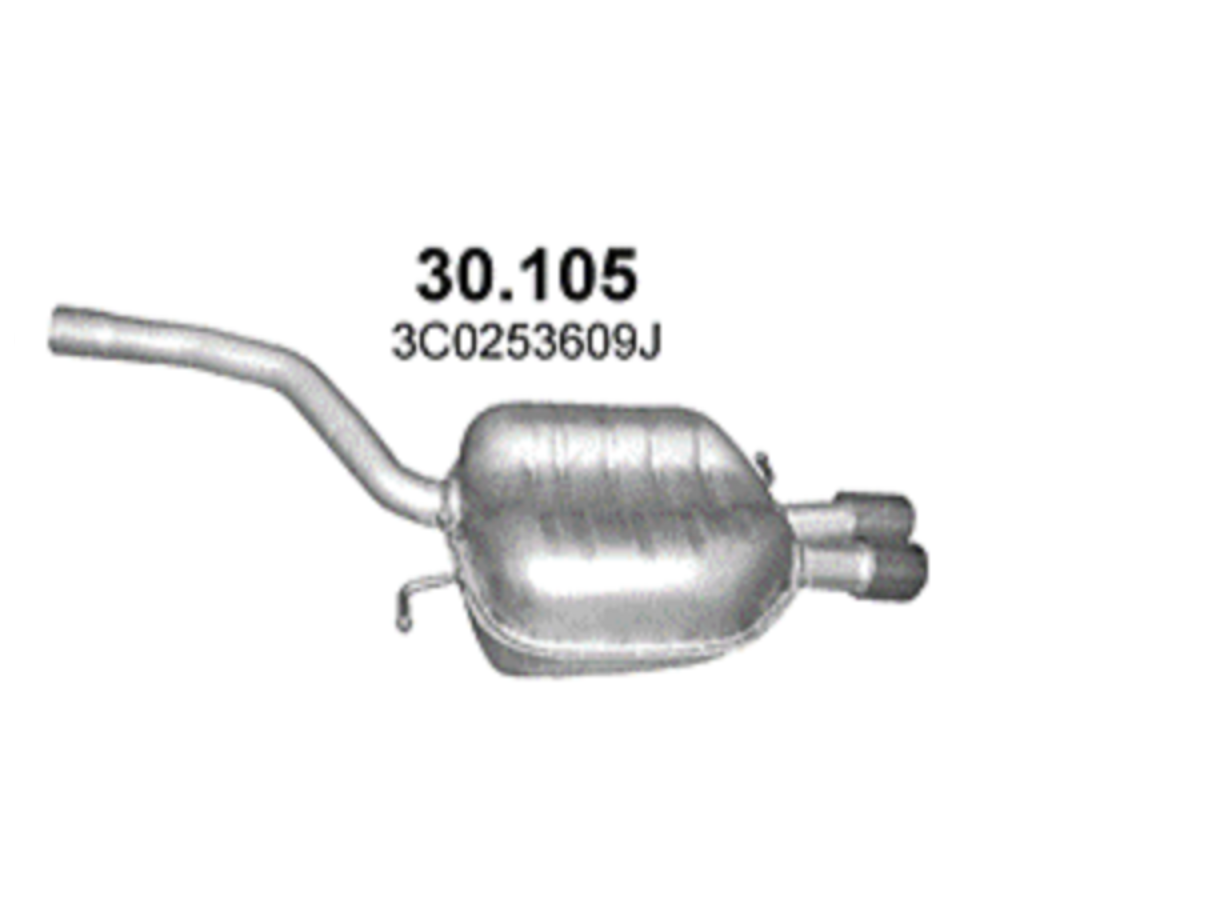 Field silencer end pot at the rear exhaust for Passat 3C 2.0 Variant TFSI 05-10