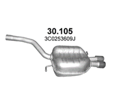 Field silencer end pot at the rear exhaust for Passat 3C 2.0 Variant TFSI 05-10