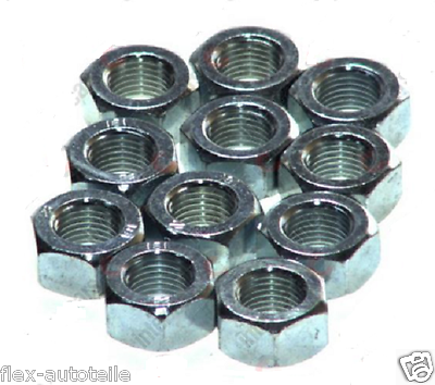 10x Mutter SW 19 19er Abgasrohr Krümmer ohne Bund M12 x 1,25 Auspuff verzinkt - Flex-Autoteile
