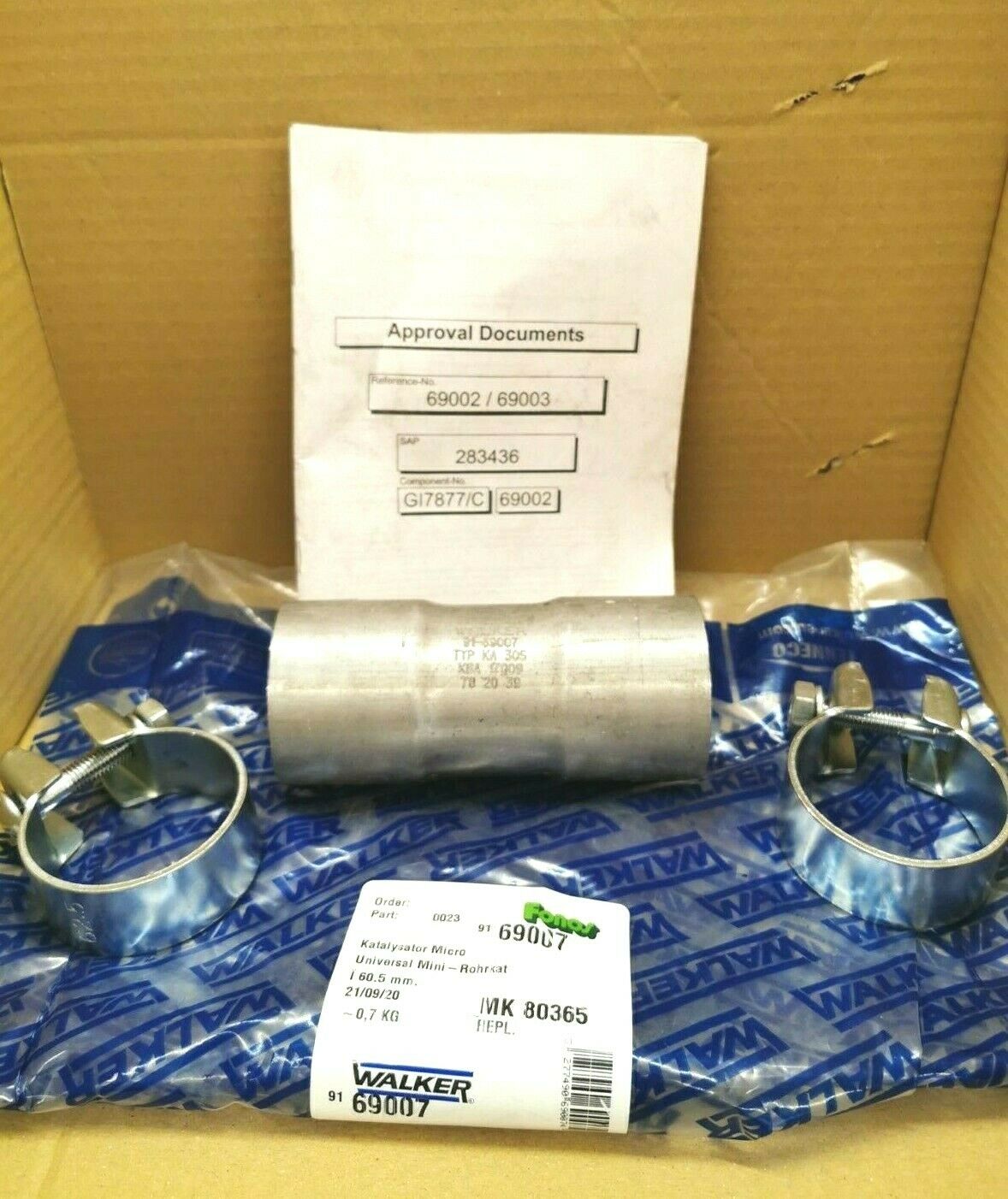WALKER 69007 Umrüstung Nachrüstung Euro2 Kat Katalysator Rohrkat Benzin Ø 60mm