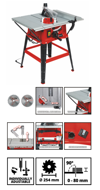 Einhell table saw TC-TS 2000U circular saw + saw blade table saw 2.050 W 220V