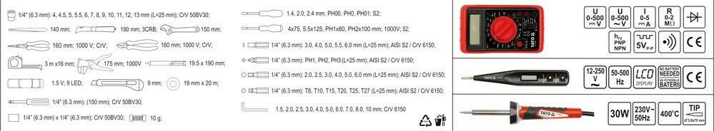 Yato YT-39009 Elektriker Werkzeugkoffer Werkzeugsatz 68Tlg. Werkzeugset Sortiert - Flex-Autoteile