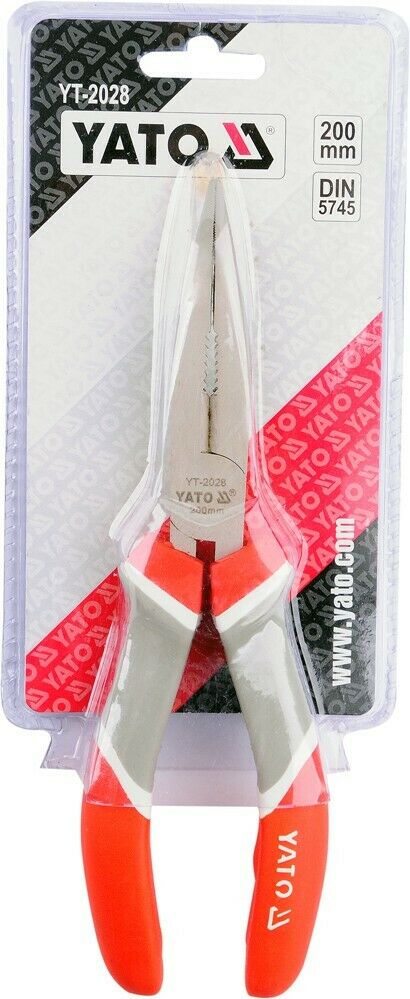 YATO YT-2028 Spitzzange Telefonzange Gebogen 200mm Elektriker Zange Ergo-Griff - Flex-Autoteile