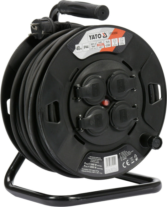 Yato YT-81054 Kabeltrommel 40m 4 Buchsen 16A 1,5mm² innen/außen Typ E&F IP44 - Flex-Autoteile