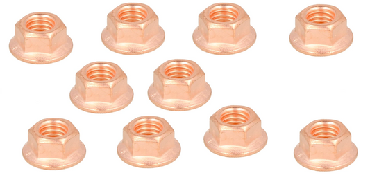 10x 17er Kupfermutter mit Bund M10 x 1,5 Krümmer Auspuff DIN267 CU Mutter Kupfer