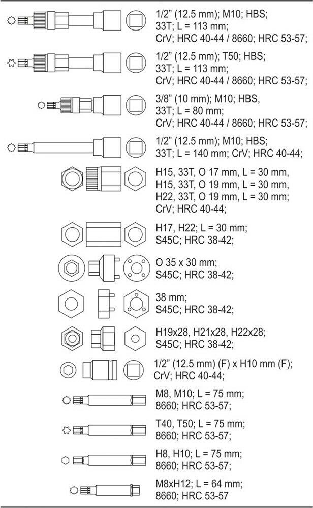 Yato YT-04211 Lichtmaschinen Werkzeug Set Generator Freilauf Schlüsselsatz 22tlg