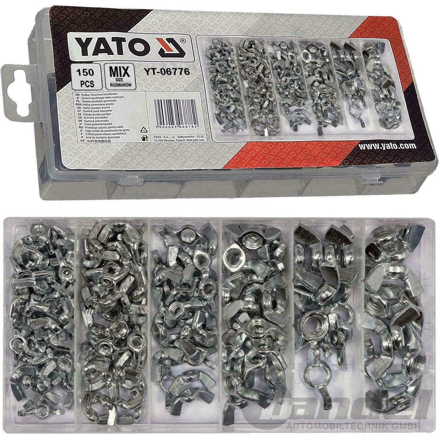 YATO YT-06776 FLÜGELMUTTERN SATZ M4-M10 SORTIMENT 150-teilig FLÜGEL MUTTER SET - Flex-Autoteile