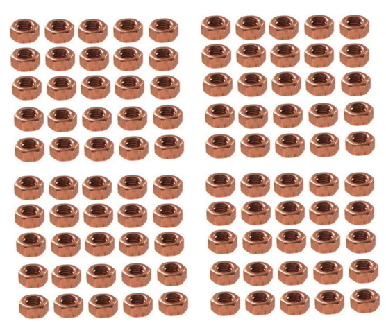 100 Kupfermuttern Krümmer Bund M6 x 1,0 SW10 Cu-Muttern Auspuff selbstsichernd