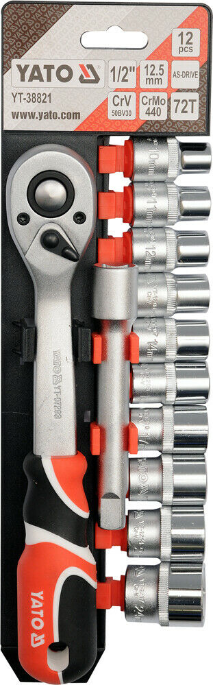 Yato YT-38821 Ratchet set Steck key set 1/2 "12 partly socket key