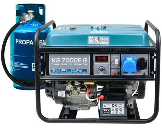 Notstromaggregat Dual LPG Gas Benzin 5,5KW Stromerzeuger Stromgenerator KS7000EG - Flex-Autoteile