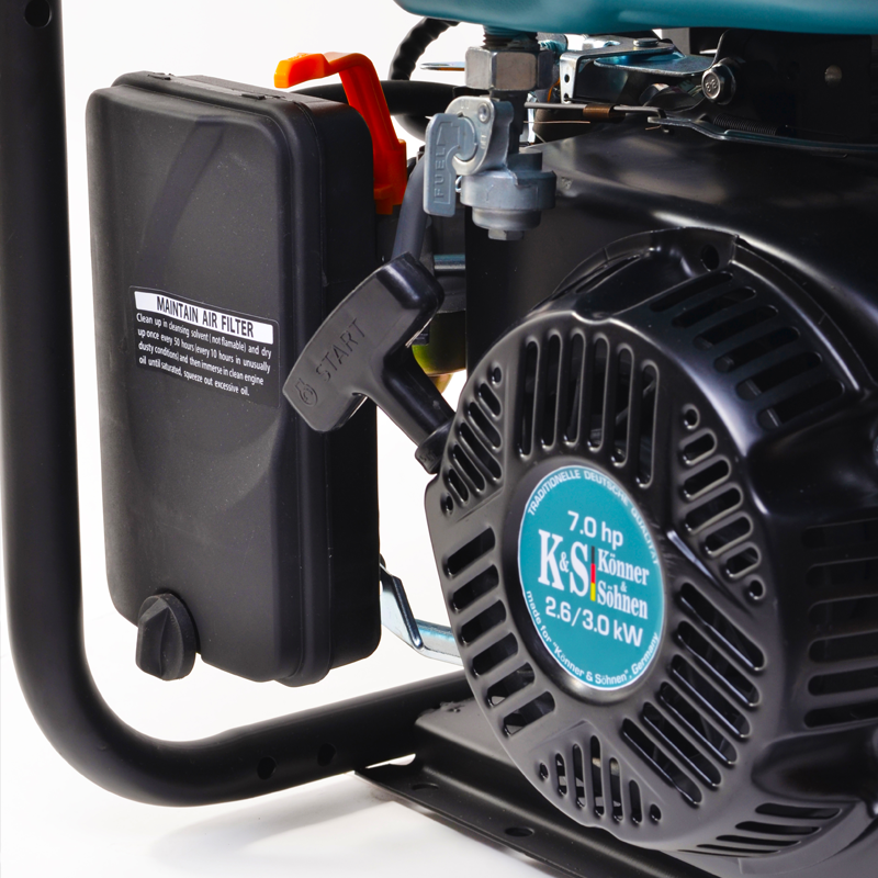 Könner & Sons KS3000 Emergency Stromaggregat 7PS 4-stroke Petrol 3kW 2x 16a 230V 1x 12V