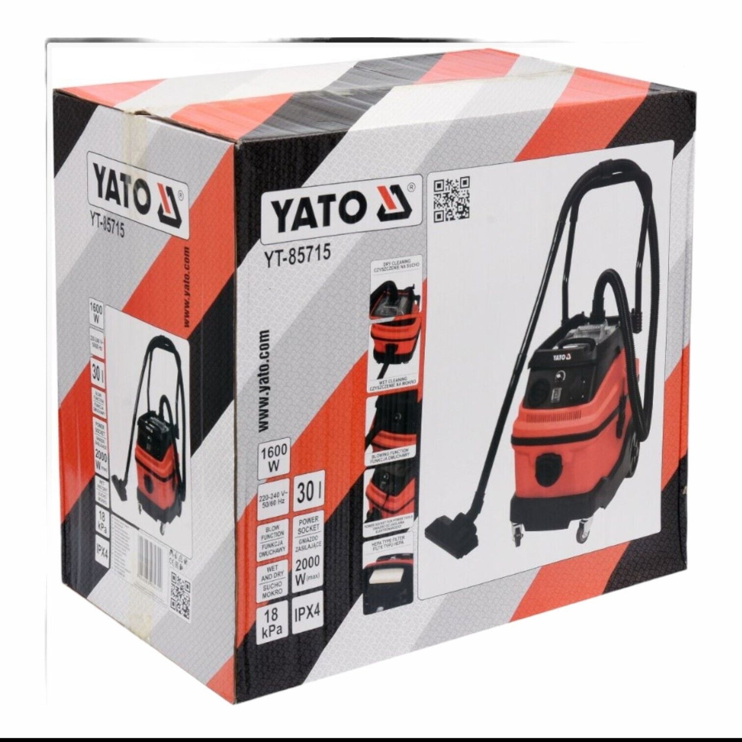 YATO Nass Industriestaubsauger 30L 1600W Autostaubsauger Werksattsauger HEPA