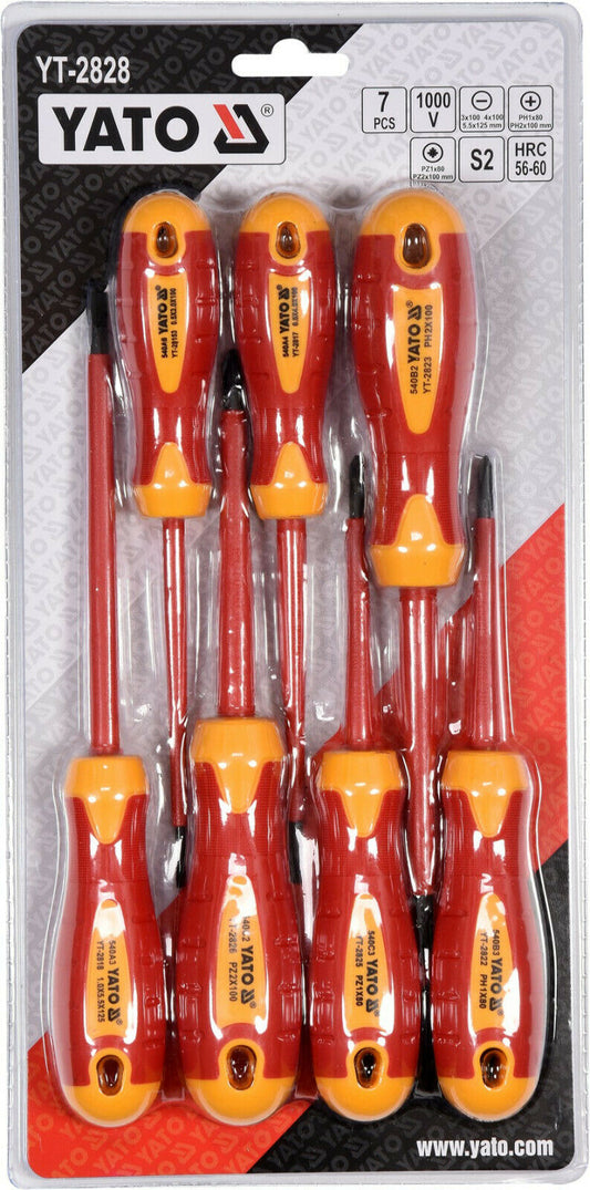 Yato YT-2828 Elektro Schraubendreher 7-tlg 1000V VollIsoliert Schlitz PH1 PH2 - Flex-Autoteile