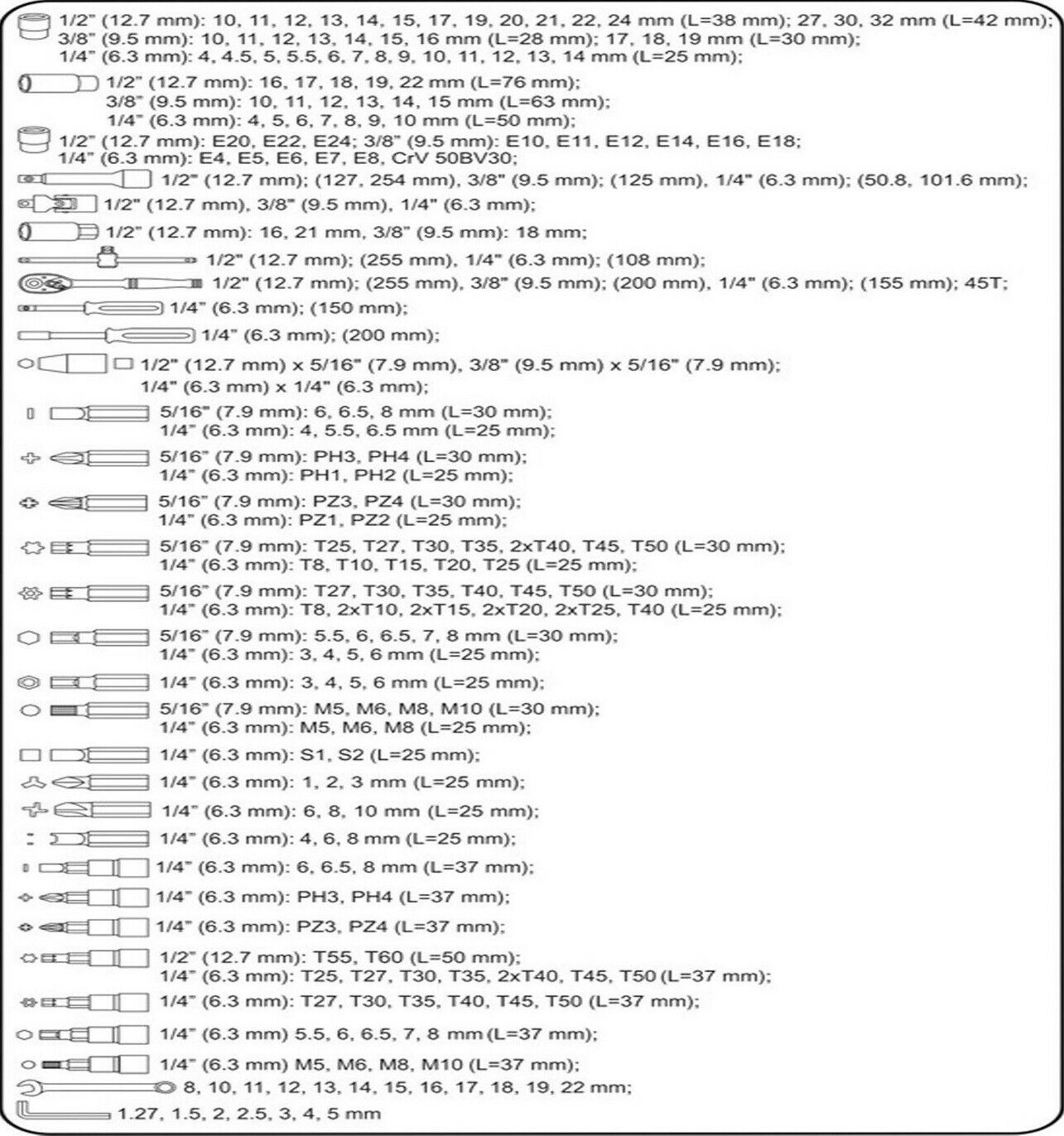 STHOR Werkzeugkoffer Set 216tlg Ratschen Steckschlüssel 1/4" 1/2" 3/8" Langnüsse