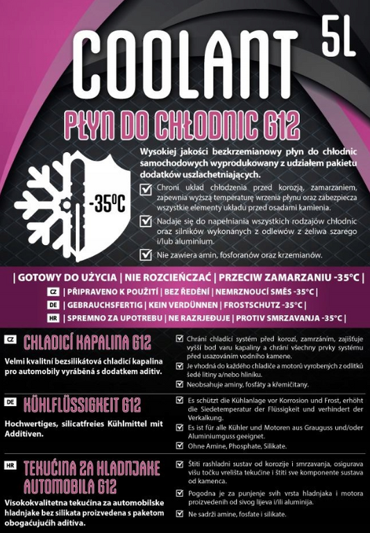 KÜHLERFROSTSCHUTZ KÜHLFLÜSSIGKEIT 5L rot G12 für Ford Mercedes BMW Silikatfrei