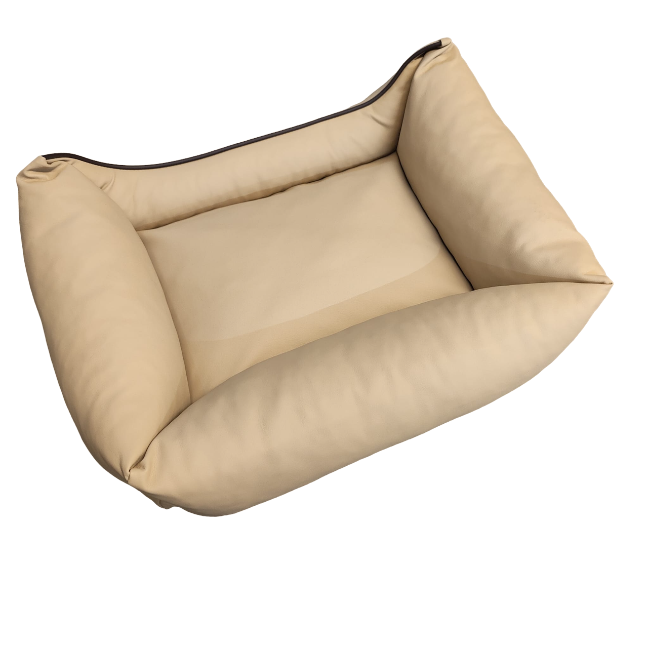 Hundebett Hundekorb Hundekissen Hundesofa Liegeplatz Kunstleder Korb Gr.S Beige