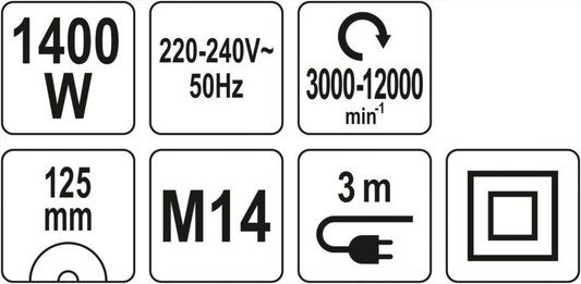 Yato Trennschleifer 125mm Winkelschleifer Werkstatt 3000-12000 U/min 1400W