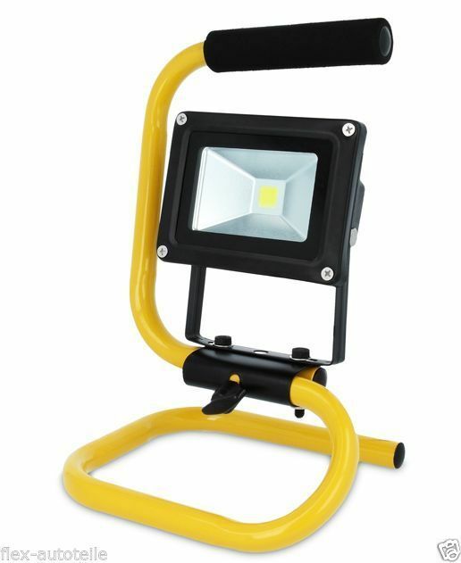 LED Aussenbeleuchtung Bau Strahler Haus Hof Garten Fluter 10W 6500K Kw mit Griff - Flex-Autoteile