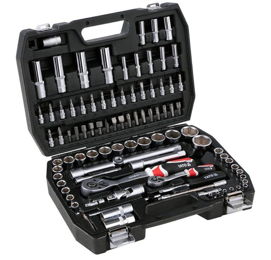 Yato Werkzeugkoffer Set 94tlg Ratschen Steckschlüssel 1/4" 1/2" Langnüsse Bits - Flex-Autoteile