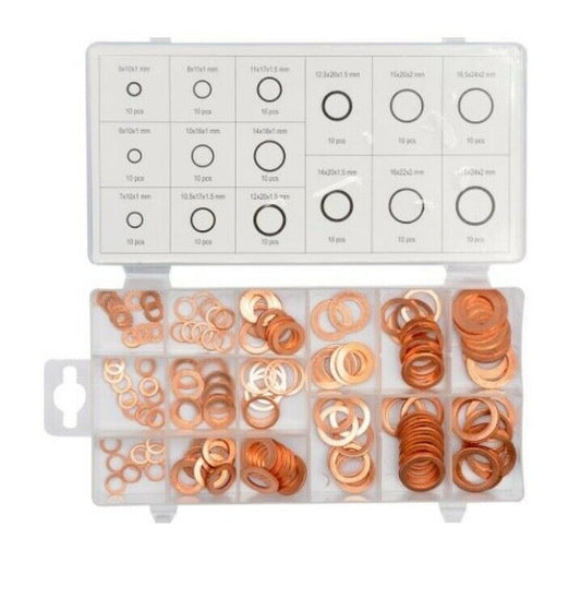 150 tlg Kupferscheiben Kupferringe Dichtringe Sortiment Kupfer Unterlegscheiben - Flex-Autoteile