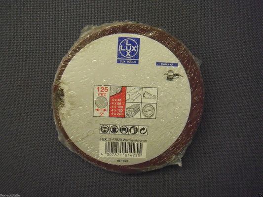 20 Stk Universal Klett LUX Schleifpapier 40 / 80 / 120 / 180 / 240 Körnung 125mm - Flex-Autoteile