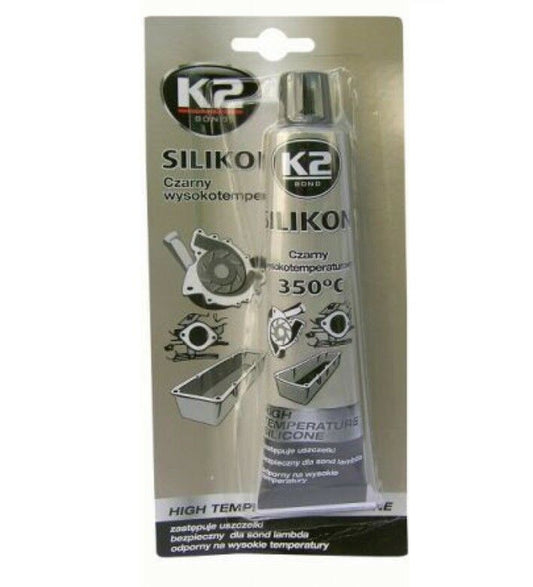 K2 B210 85g Silikon Schwarz elastische Universal Dichtmasse Abdichtung +350°C - Flex-Autoteile