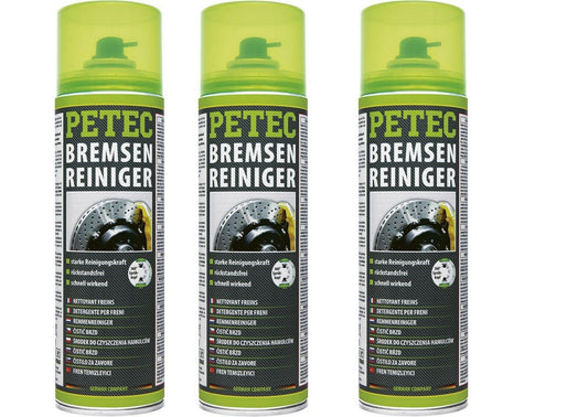 3x PETEC Bremsenreiniger 500ml Spray schnellwirkend rückstandsfrei starke Kraft - Flex-Autoteile