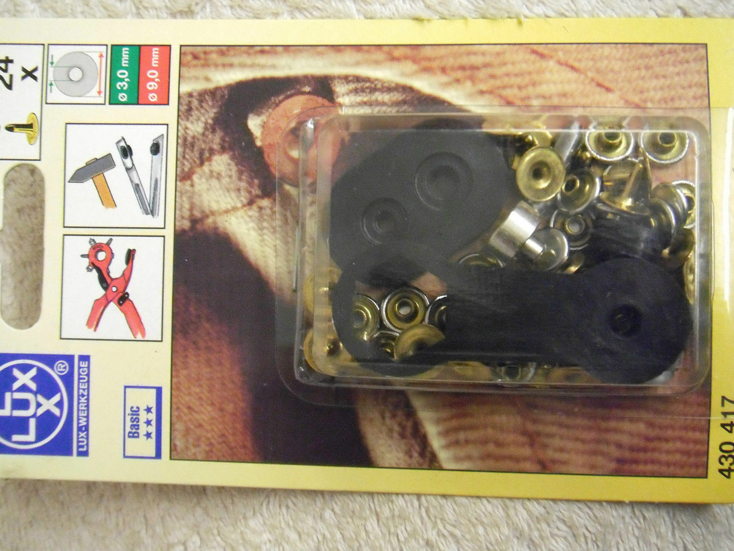 24 Universal Nieten Ø 3mm innen 9 außen Textil Stoff Leder Hosen Jeans Taschen - Flex-Autoteile