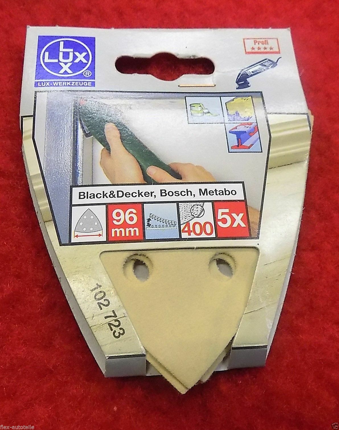 Schleifpapier für Black&Decker Bosch Metabo Dreieckschleifer 400 Korn 96 mm LUX - Flex-Autoteile