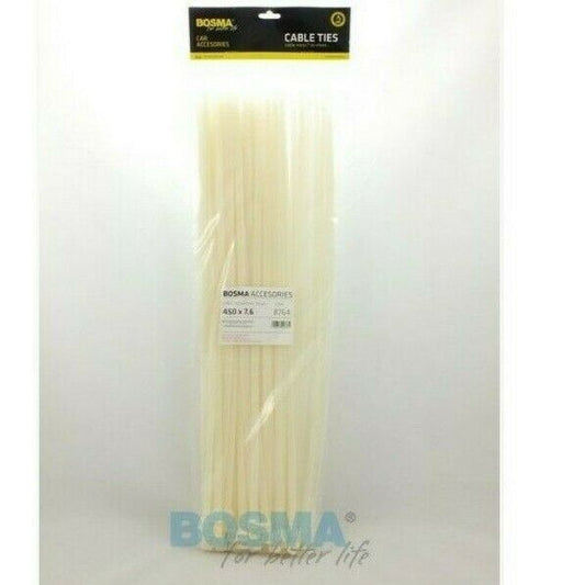 100 Stück Kabelbinder Weiß 7,6 x 450mm Kunststoff Strapsband Zurrband max 50kg - Flex-Autoteile